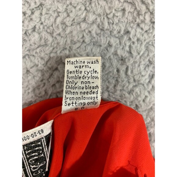 CHRISTIE & JILL Blouse Size 10 RED Polyester Sateen Pleated Hidden Button Collar - Picture 12 of 13